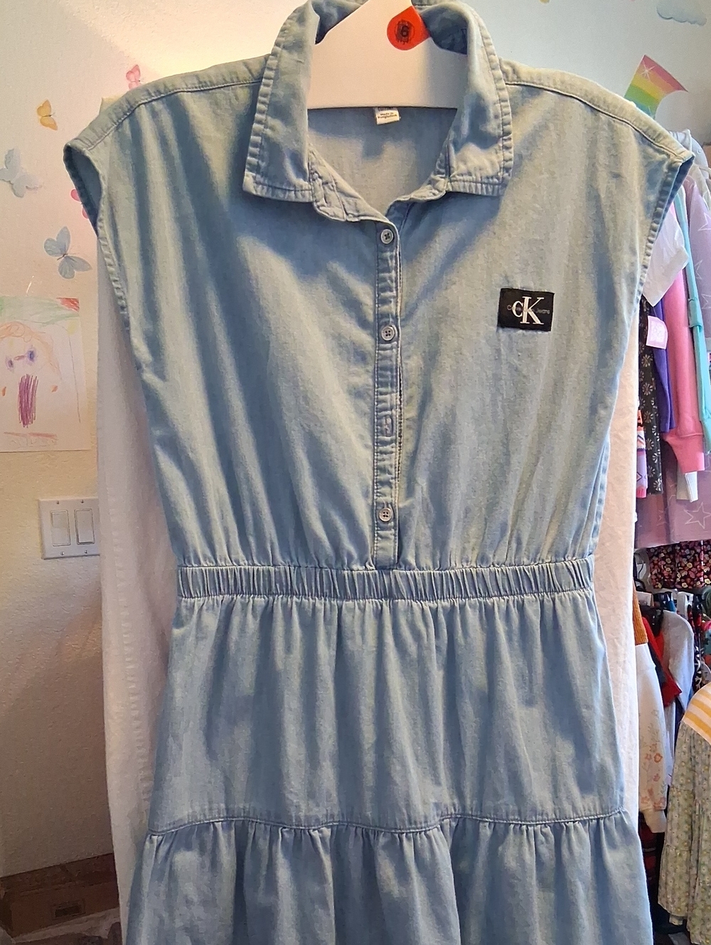 Beautiful Calvin Klein Light Blue Denim Girls' Dress Size L(12-14)